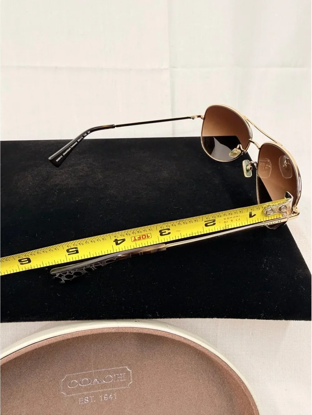 Coach golden Hardware Metal Pilot Sunglasses Womens